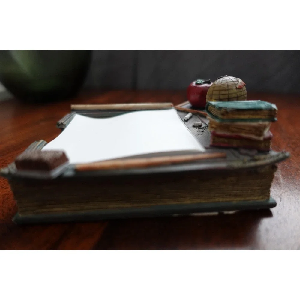S Sarna Teacher Student Memo Holder Desk Accessory Apple Globe Books Chalkboard‎